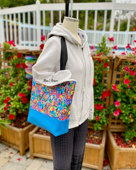 Adventure House Turquoise Minimalist Tote Bag