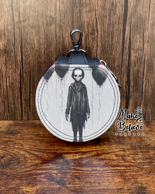 Balloon Clown and Friend Circle Pouch with Clip