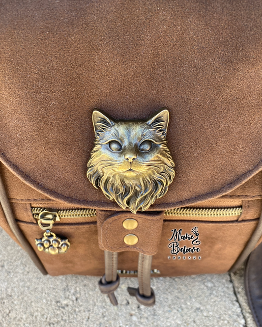 Feline Fine Brown Faux Suede Crossbody Bag
