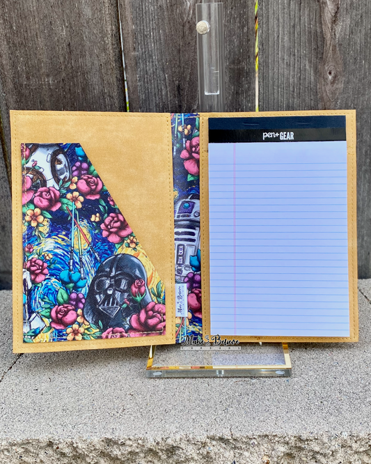 Floral Space Wars with Yellow Jr. Notepad Cover
