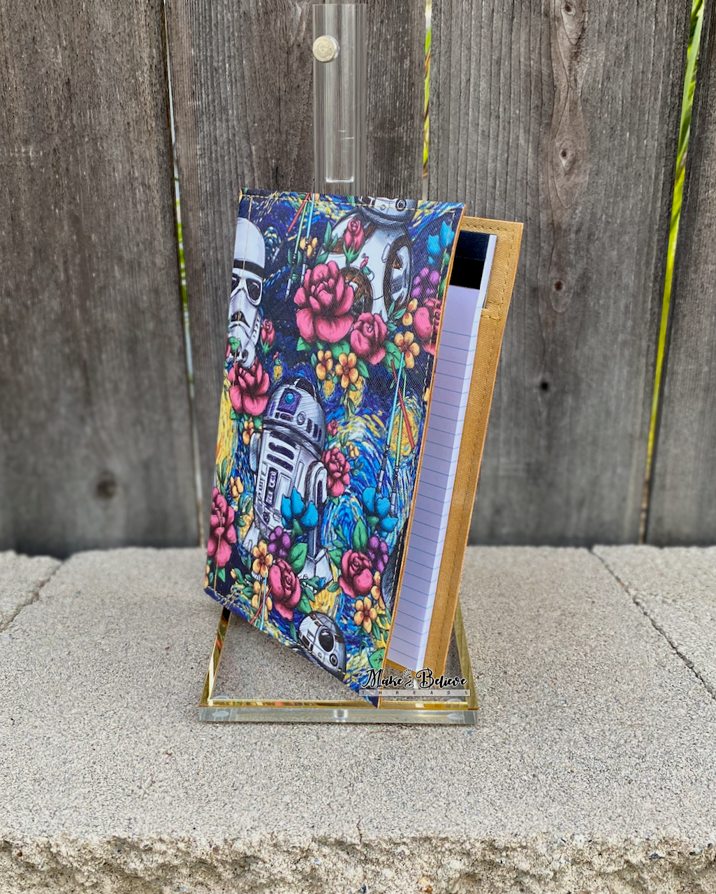 Floral Space Wars with Yellow Jr. Notepad Cover