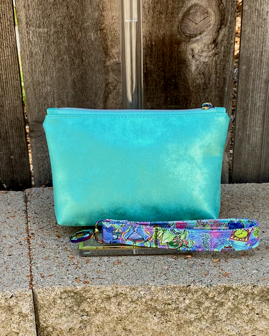 Haunted Mashup Distressed Mint Pouch with Wristlet Strap