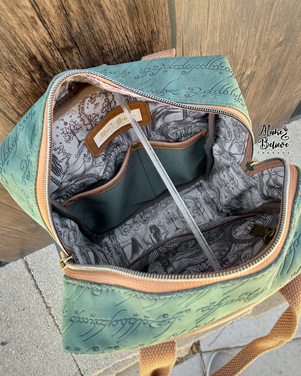 Small Green and Brown Debossed LOTR Making Backpack