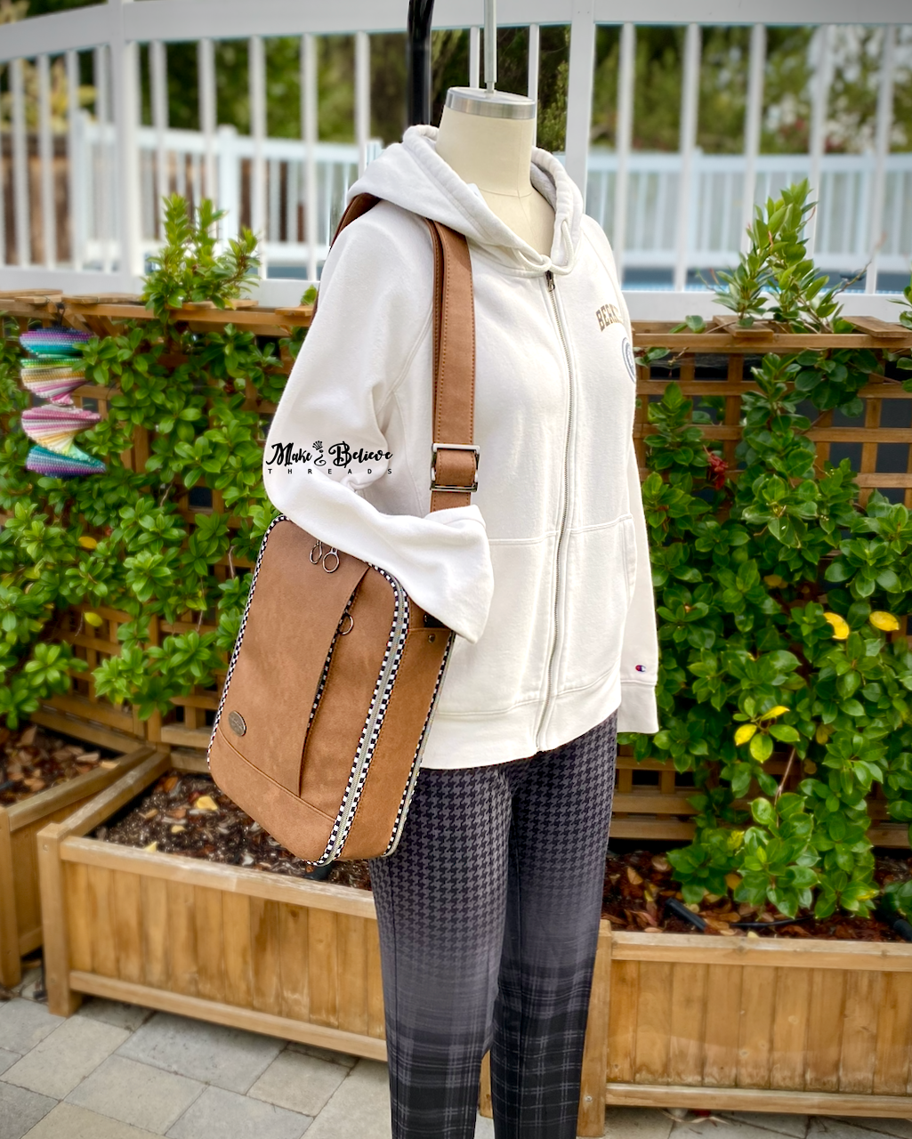 Light Brown with Checkered Accents Unisex Convertible Tech Bag