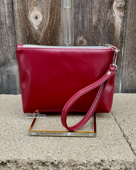 Lovers Roses Deep Red Pouch with Wristlet Strap