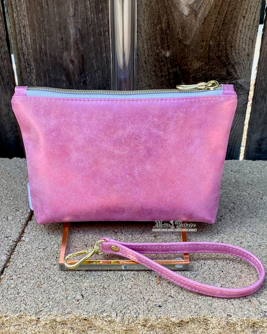 Moon Kingdom Shimmering Pink Pouch with Wristlet Strap