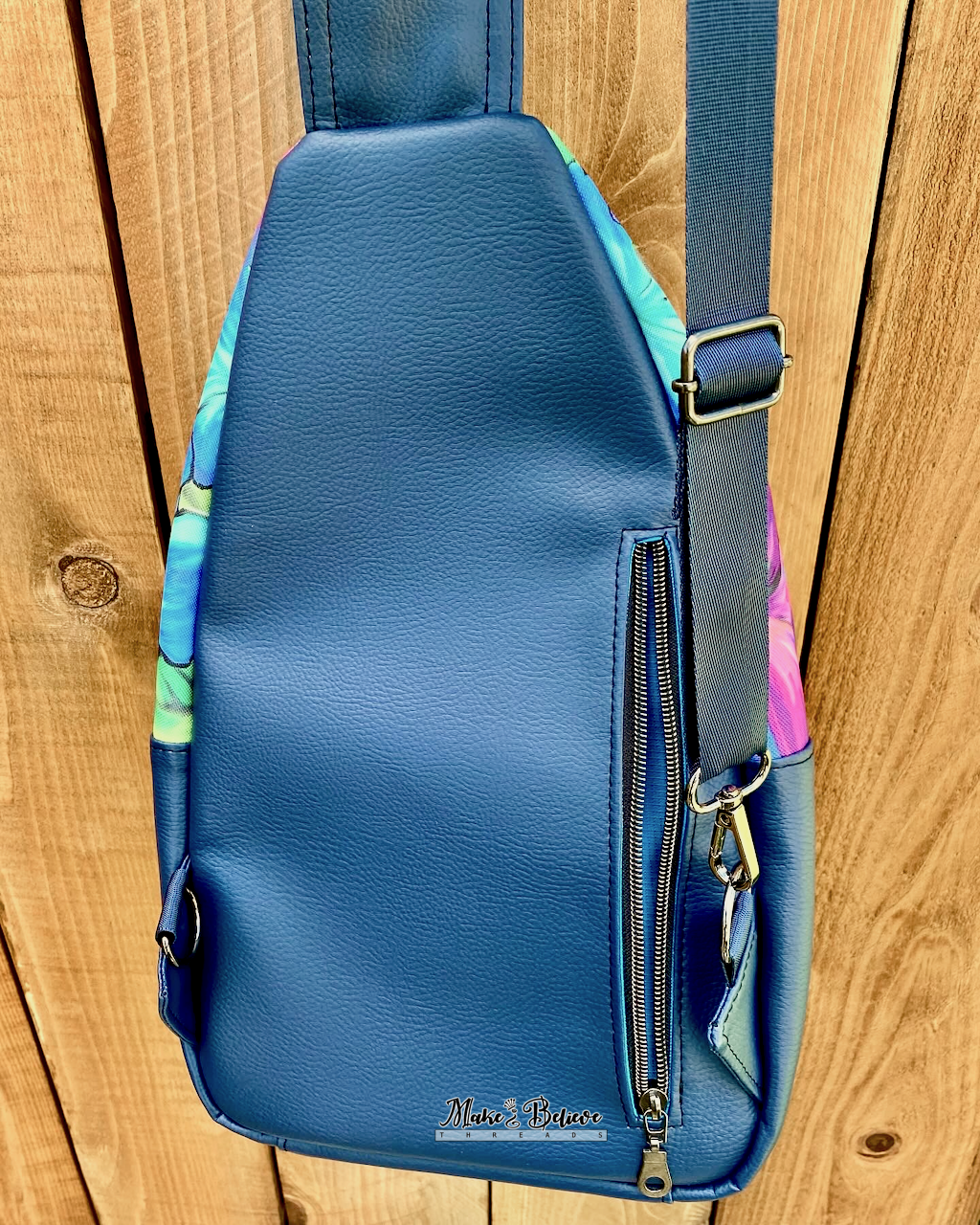 Navy Blue Aloha Floral Wayfarer Sling