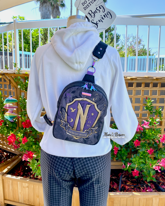 Nevermore Black Lace-Textured Small Sling Bag