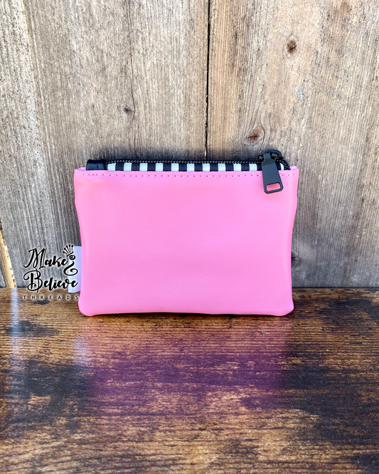 Pink & Black Smitten Kittens Mini Zip Wallet