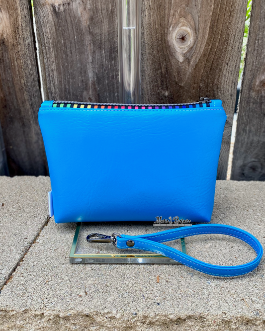Reef Fish Friend Turquoise Pouch with Wristlet Strap
