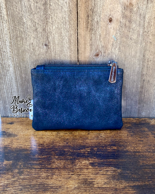 Sparkling Navy Meowy Nights Mini Zip Wallet