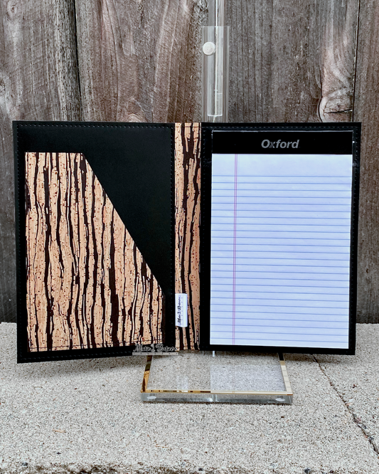 Striated Natural Cork and Black Jr. Notepad Covers