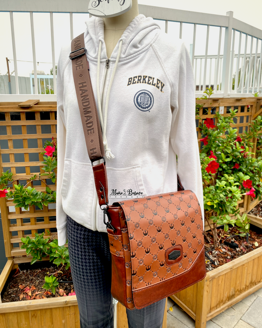 Two-Toned Brown Debossed Space Wars Satchel