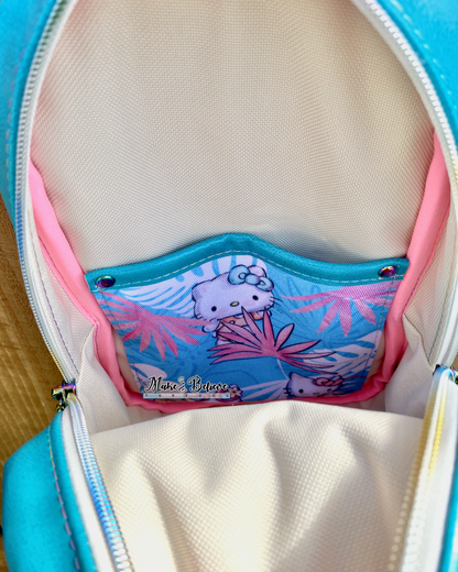 Aqua Blue Bow Kitty Midsize Sling Bag