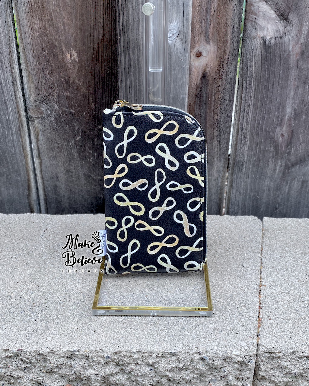 Autistic Gold Infinity Loop Padded Zipper Pouch