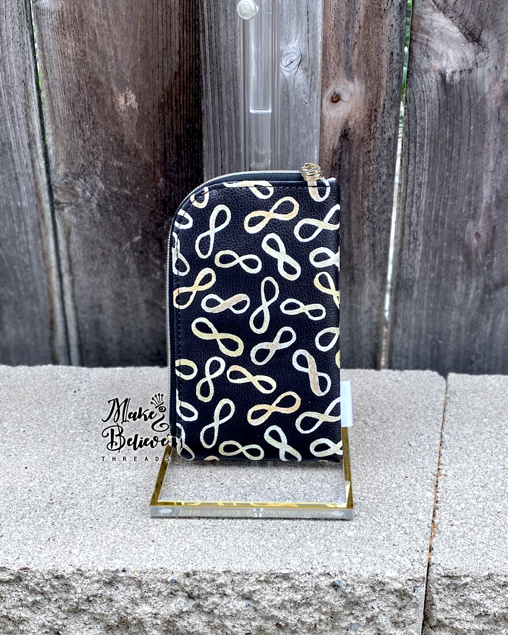 Autistic Gold Infinity Loop Padded Zipper Pouch
