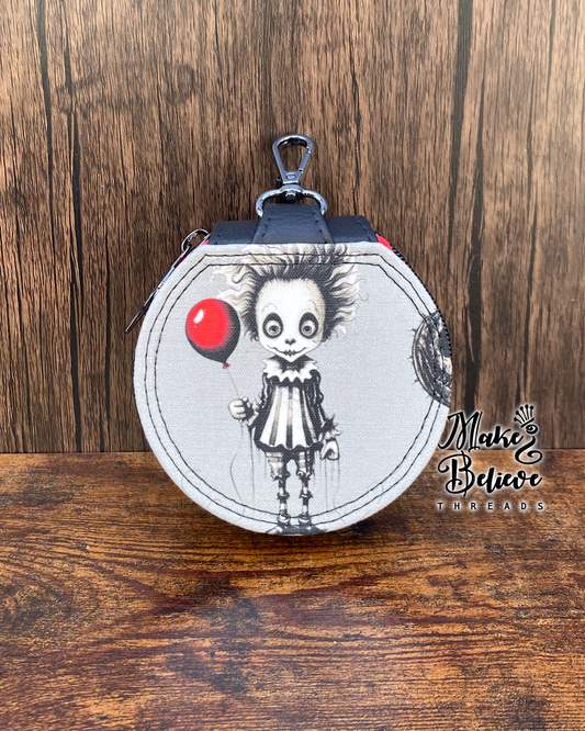 Balloon Clown and Friend Circle Pouch with Clip