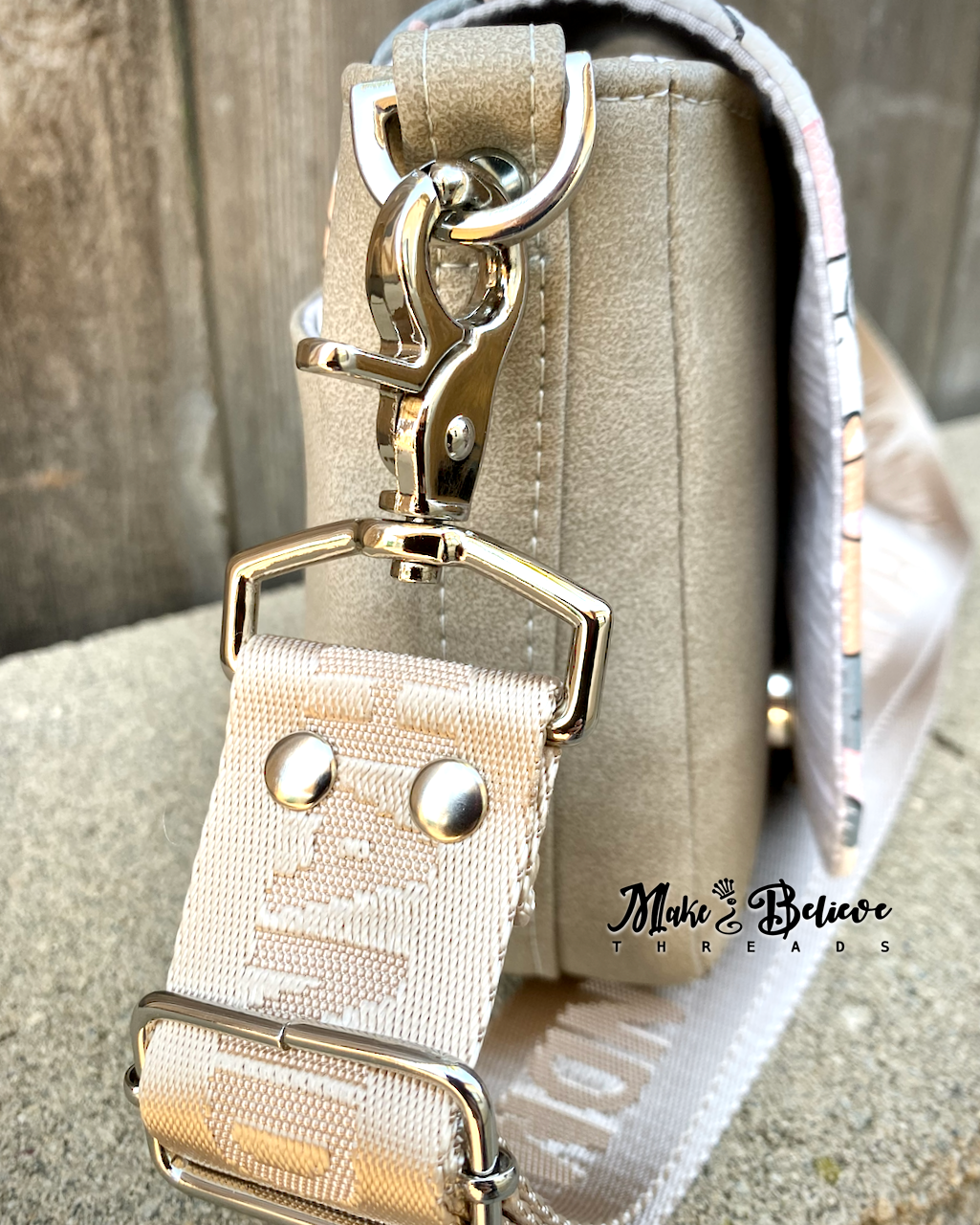 Beige Smitten Kittens Crossbody Saddle Bag
