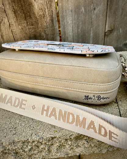 Beige Smitten Kittens Crossbody Saddle Bag