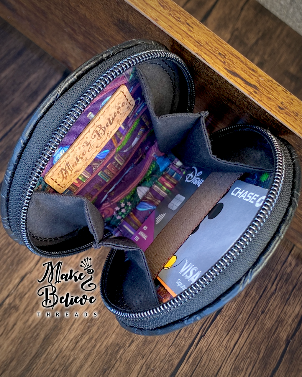 Black Elvish Script One Ring Circle Pouch with Clip
