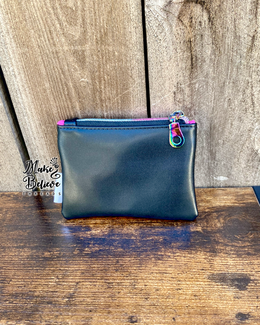 Black KPopDH Kawaii Derpy Mini Zip Wallet