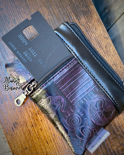 Black & Purple Debossed Nightmare Patches Mini Zip Wallet