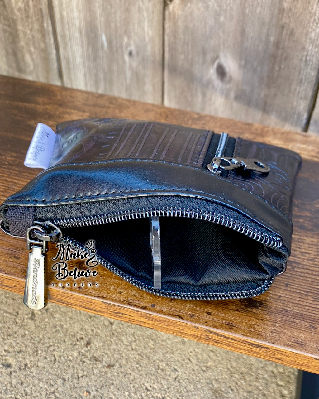 Black & Purple Debossed Nightmare Patches Mini Zip Wallet
