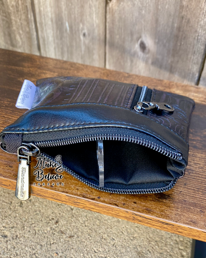 Black & Purple Debossed Nightmare Patches Mini Zip Wallet