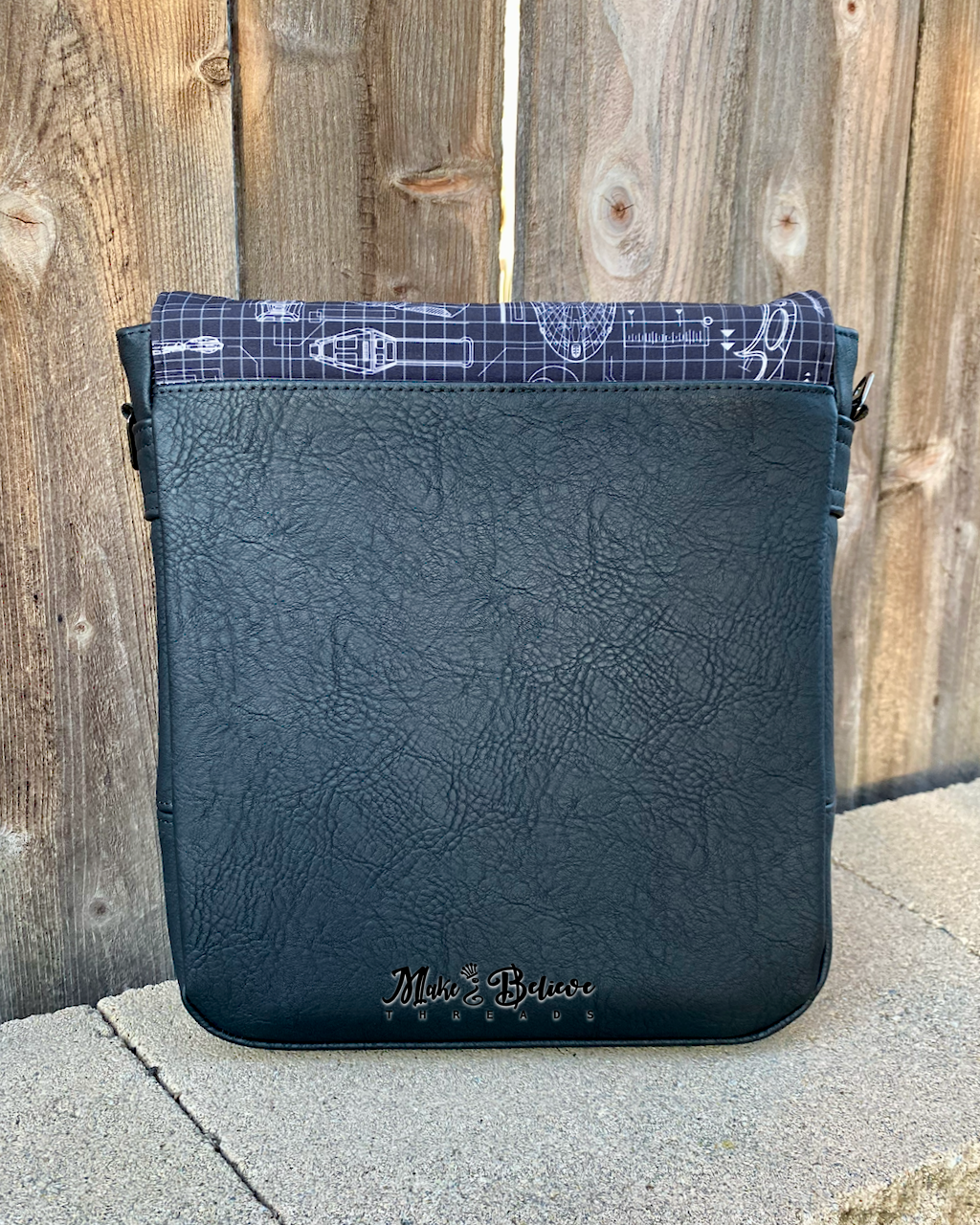 Black Space Fleet Blueprint Tablet-Sized Messenger Bag