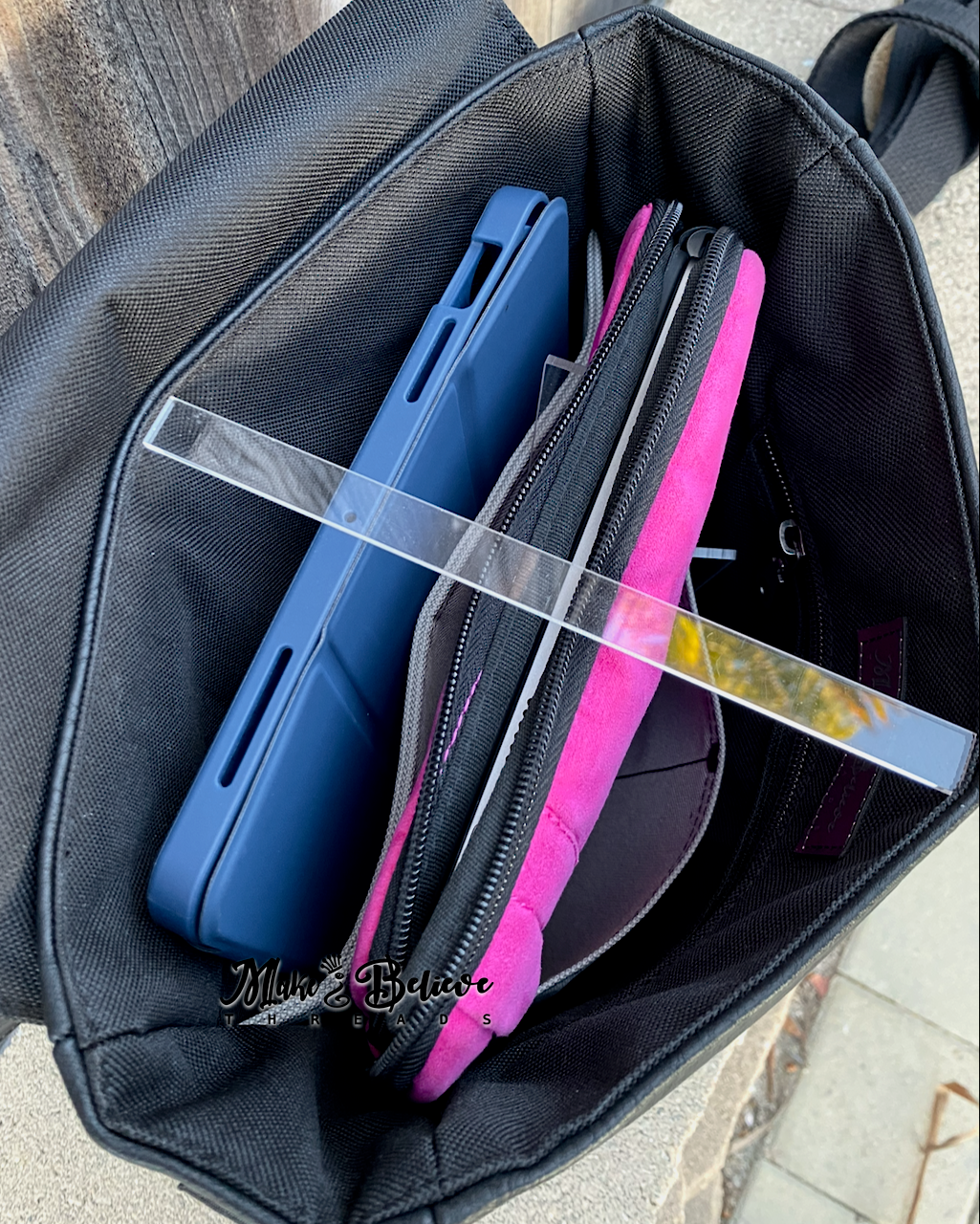 Black Space Fleet Blueprint Tablet-Sized Messenger Bag