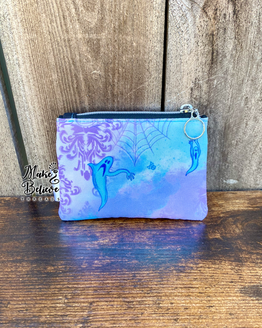 Black & Teal Jack Damask Mini Zip Wallet
