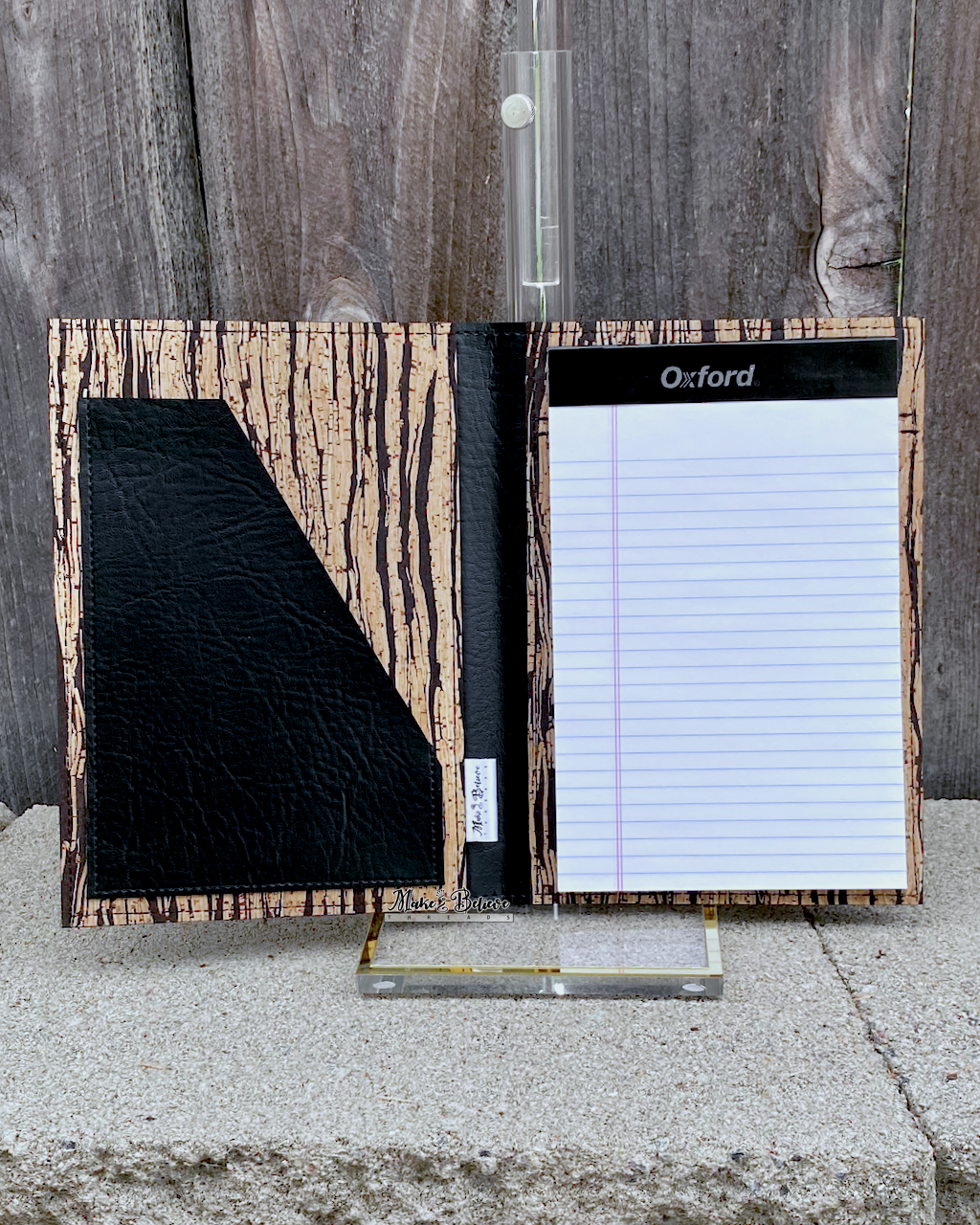 Striated Natural Cork and Black Jr. Notepad Covers
