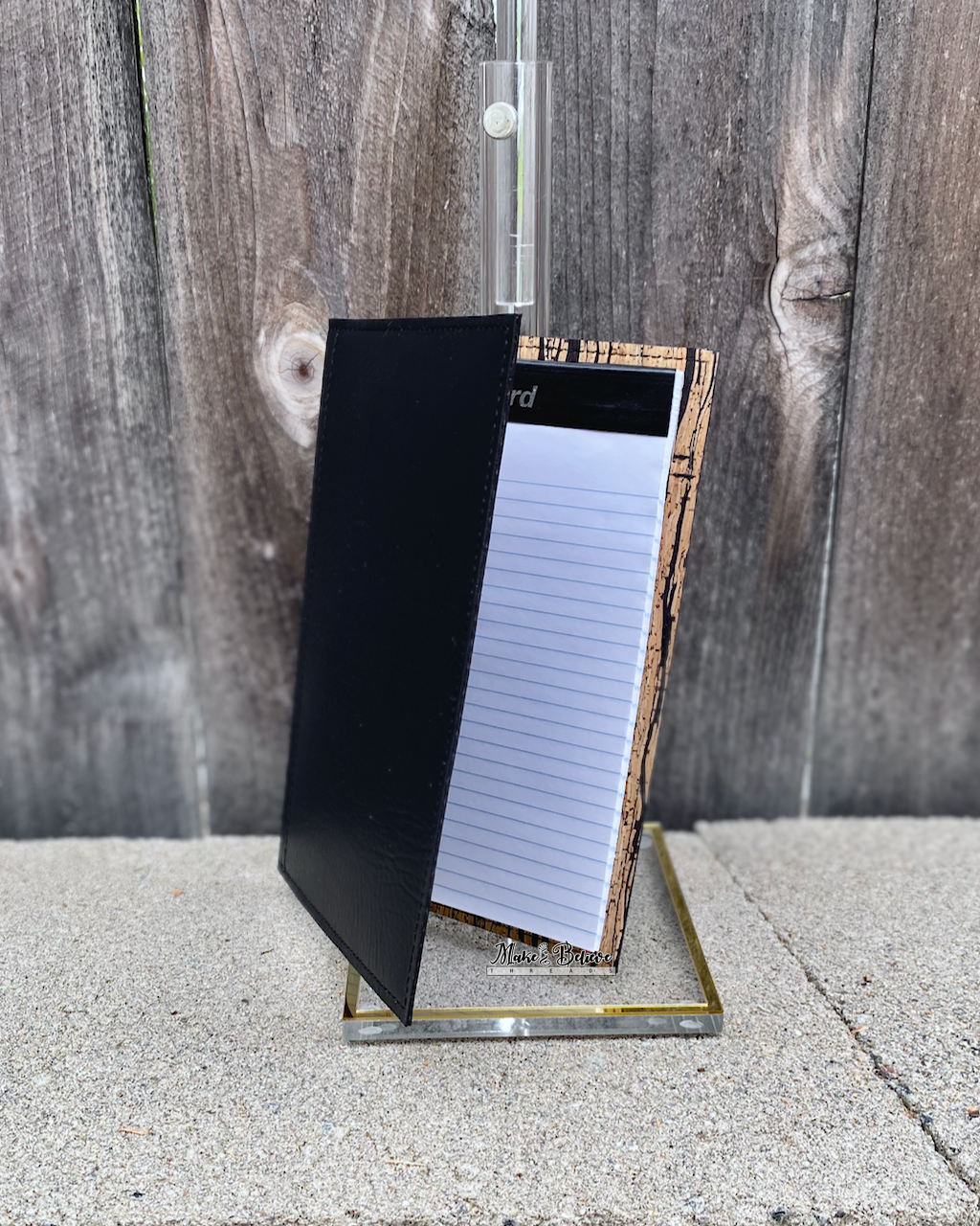 Striated Natural Cork and Black Jr. Notepad Covers