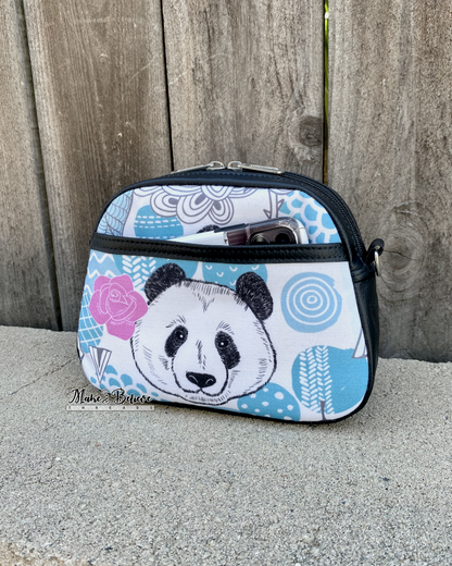 Black and Blue Panda Bitty Bowler Bag