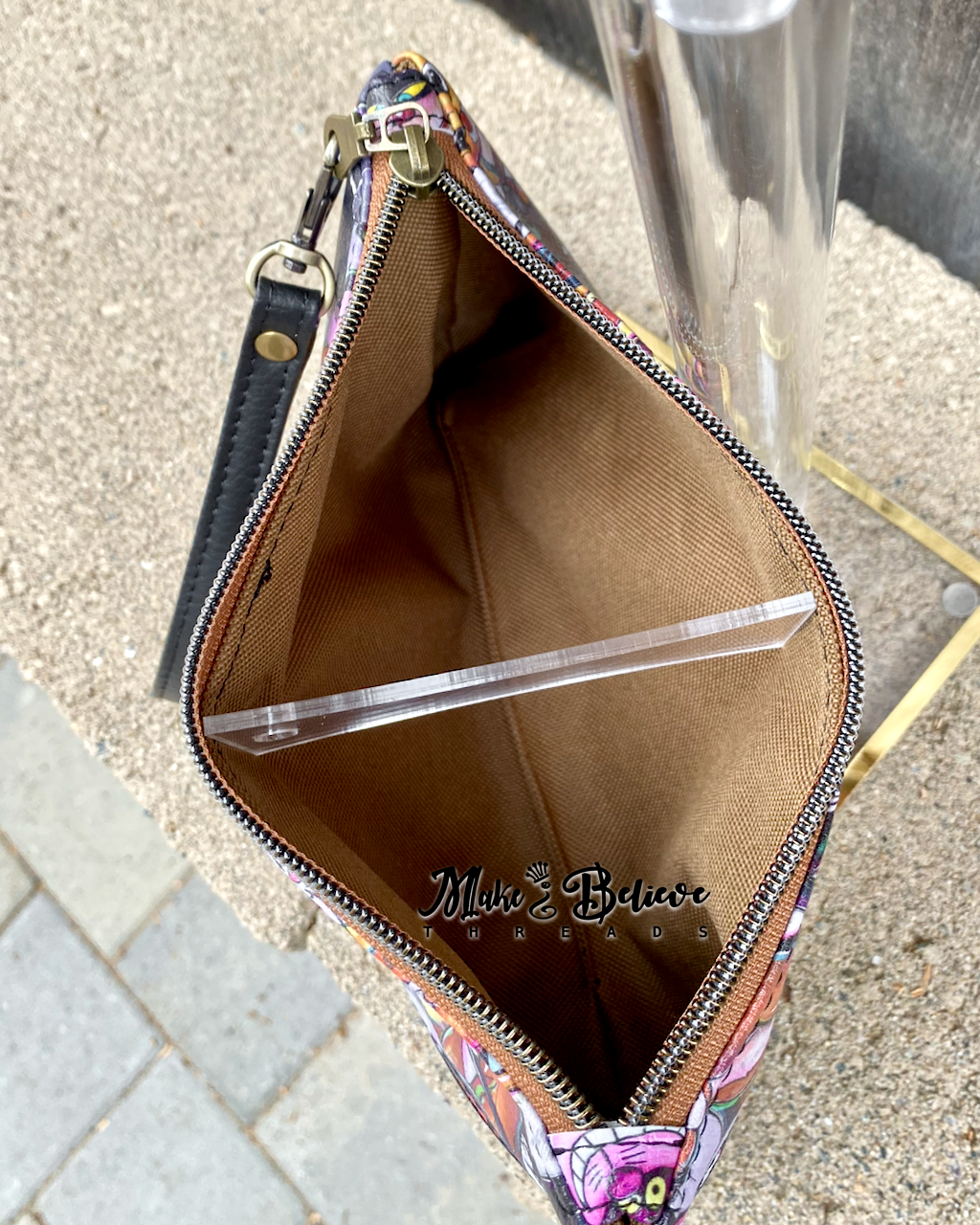 Black and Brown Kitty Love Harlequin Pouch