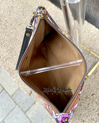 Black and Brown Kitty Love Harlequin Pouch