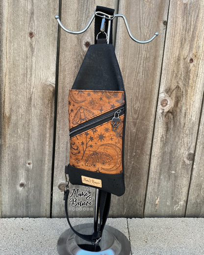 Black and Brown Witchy Cork Mini Traveler Sling
