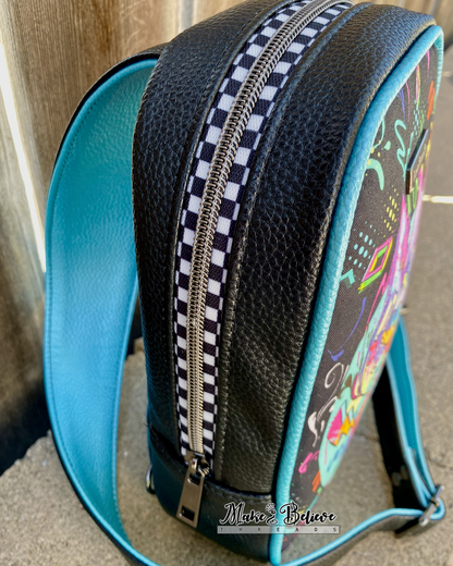 Black and Teal DF Duck Party-Time Medium Sling Bag