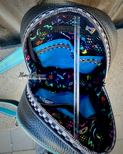 Black and Teal DF Duck Party-Time Medium Sling Bag