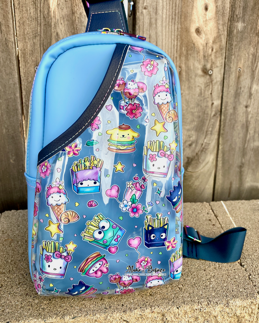 Blue Jelly & Clear Kawaii Snacks Midsize Sling Bag