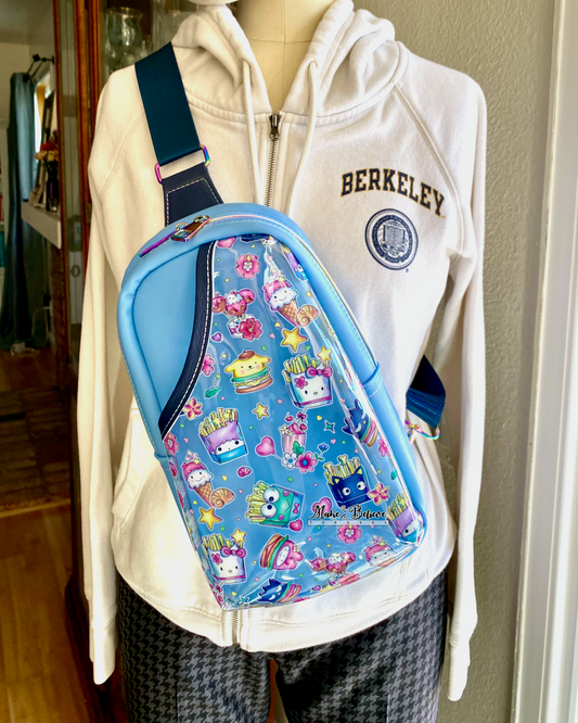 Blue Jelly & Clear Kawaii Snacks Midsize Sling Bag
