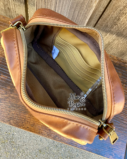 Brown Debossed LOTR Map Mini Crossbody Bag