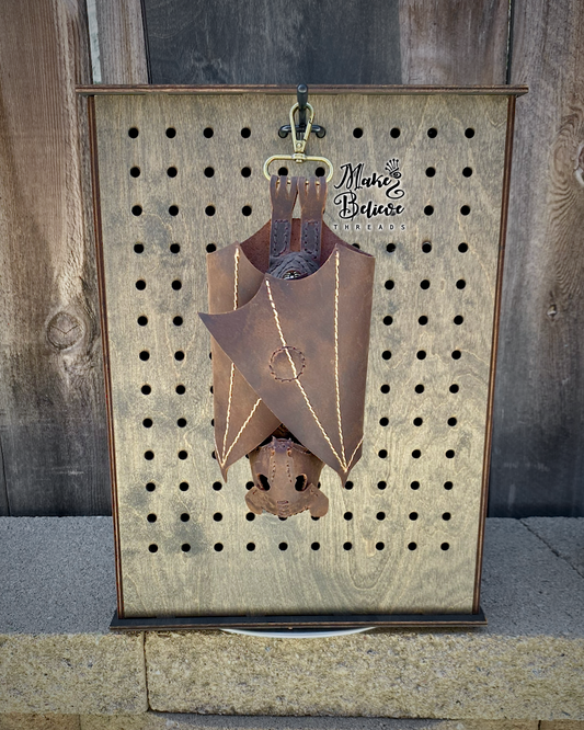 Brown Full-Grain Distressed Buffalo Leather Bat Coin Pouch