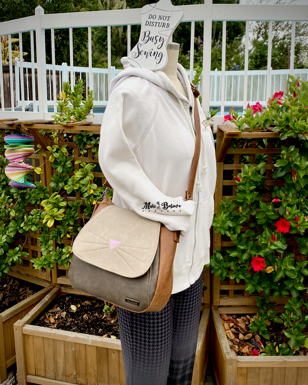 Brown and Cream Cat Face Crossbody Bag