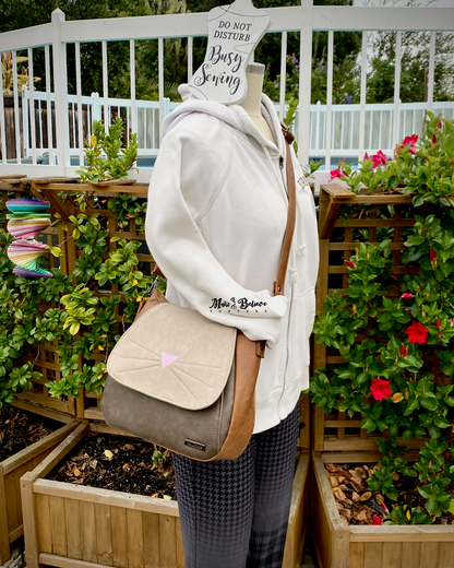 Brown and Cream Cat Face Crossbody Bag