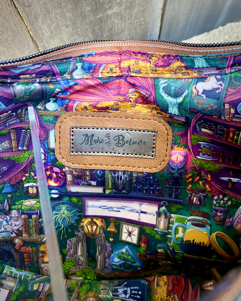 Brown and Tan Debossed LOTR Map Demi-Circle Shoulder Bag