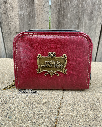 Burgundy Middle Earth Mini Zip Around Wallet