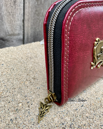 Burgundy Middle Earth Mini Zip Around Wallet