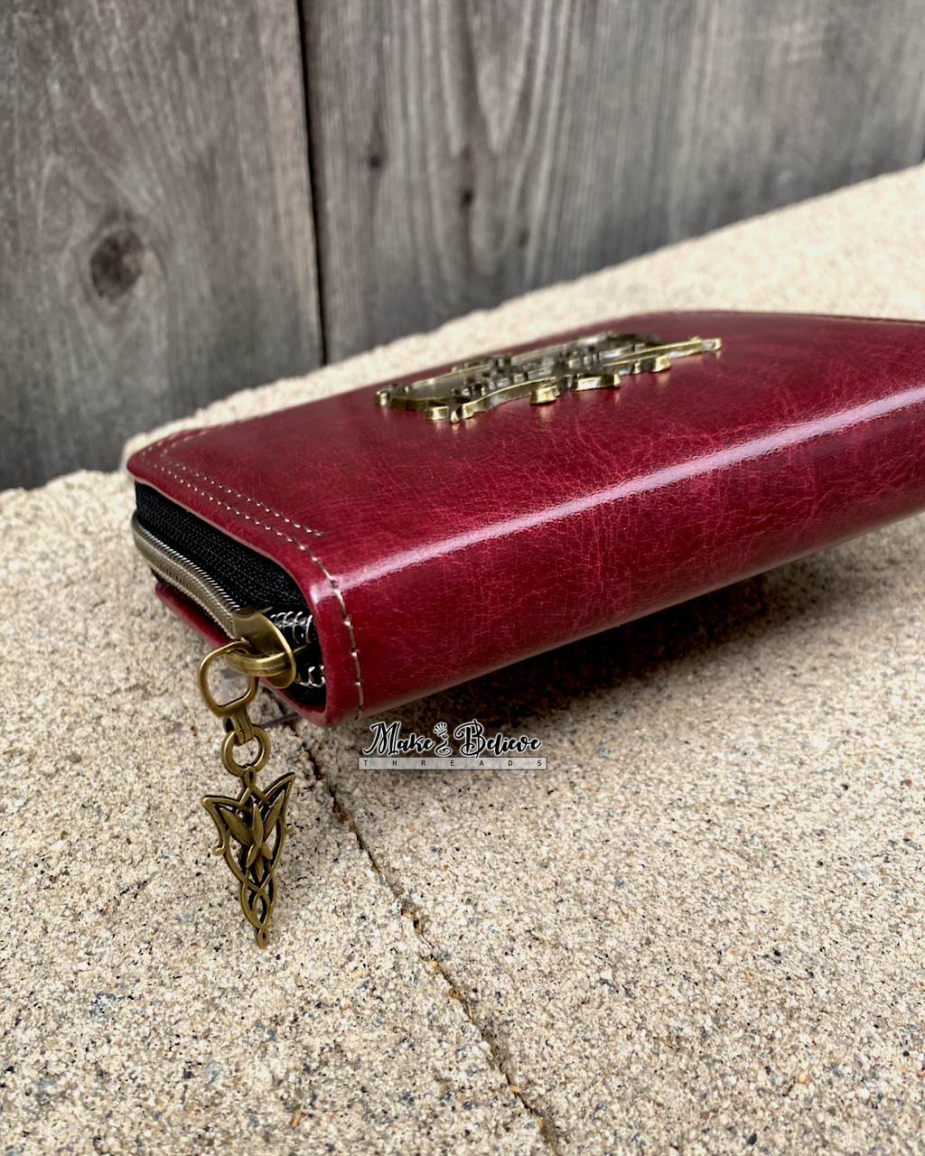 Burgundy Middle Earth Mini Zip Around Wallet