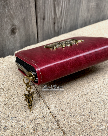 Burgundy Middle Earth Mini Zip Around Wallet